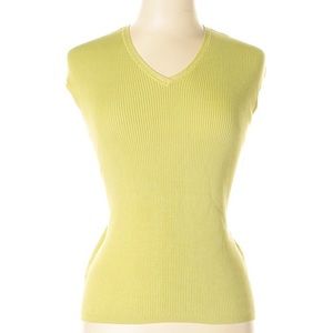 Chartreuse Silk & Cotton Sleeveless Top
